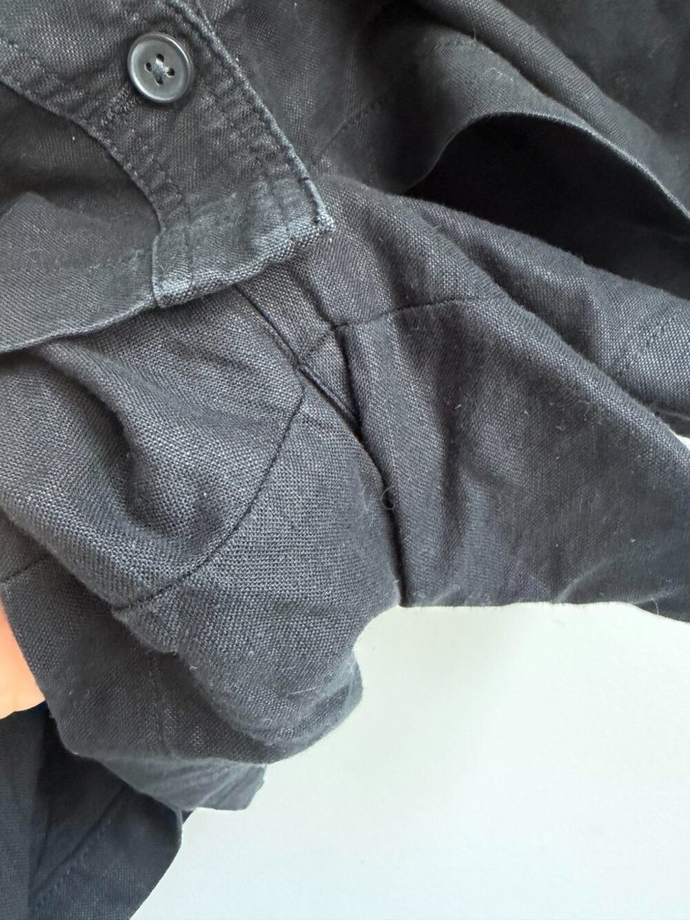 GAP Black Linen Blend Button Front Mini Skort Size 10 Tall - Picture 6 of 9